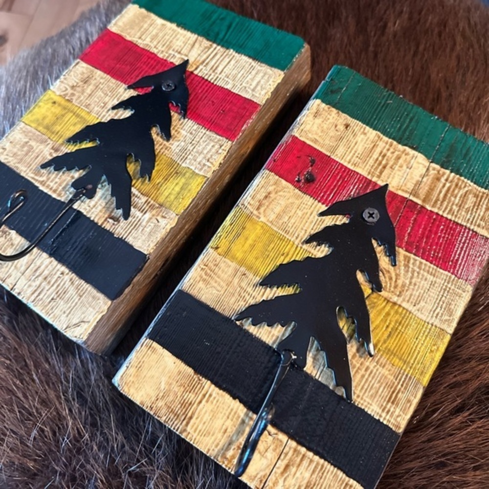 Pendleton Patterned Wall Hooks Rustic Decor set of 2